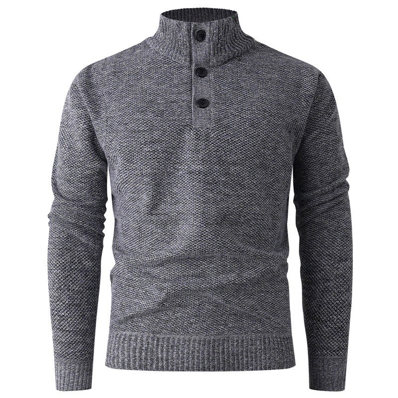 Herren Strickpullover mit hohem Kragen und durchgehendem Knopfverschluss Echoarchiv