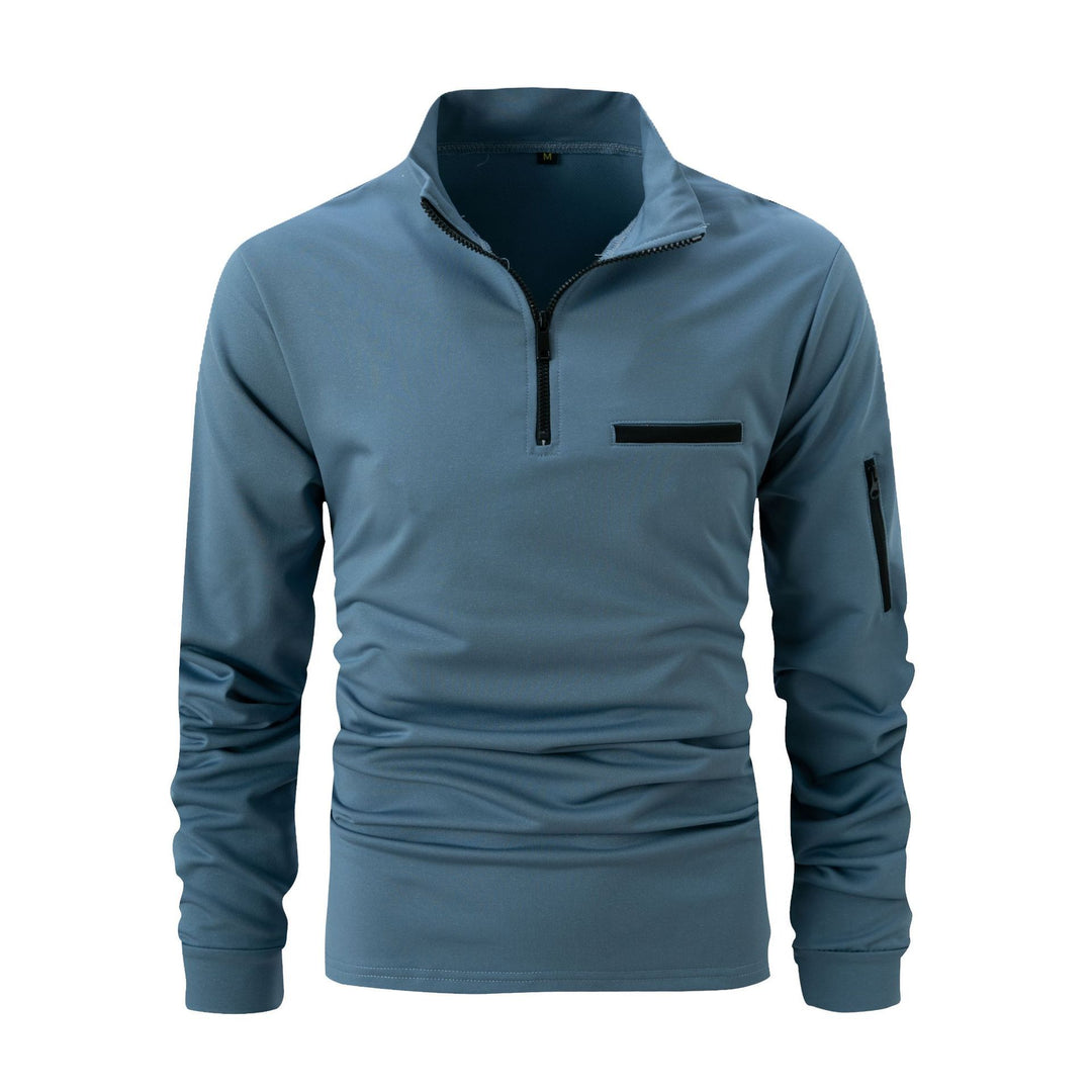 Herren Sportliches Langarmshirt mit Halbreißverschluss und Funktionstasche Echoarchiv