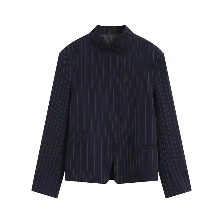 Damen Asymmetrischer Kurzblazer mit Stehkragen und verdeckter Knopfleiste Echo Archiv