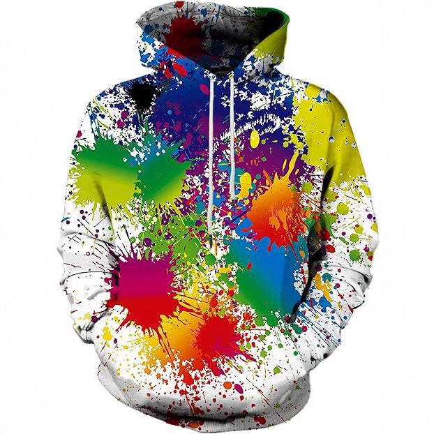 Damen Farbenfroher Hoodie mit kreativen Spritzmotiven Echoarchiv