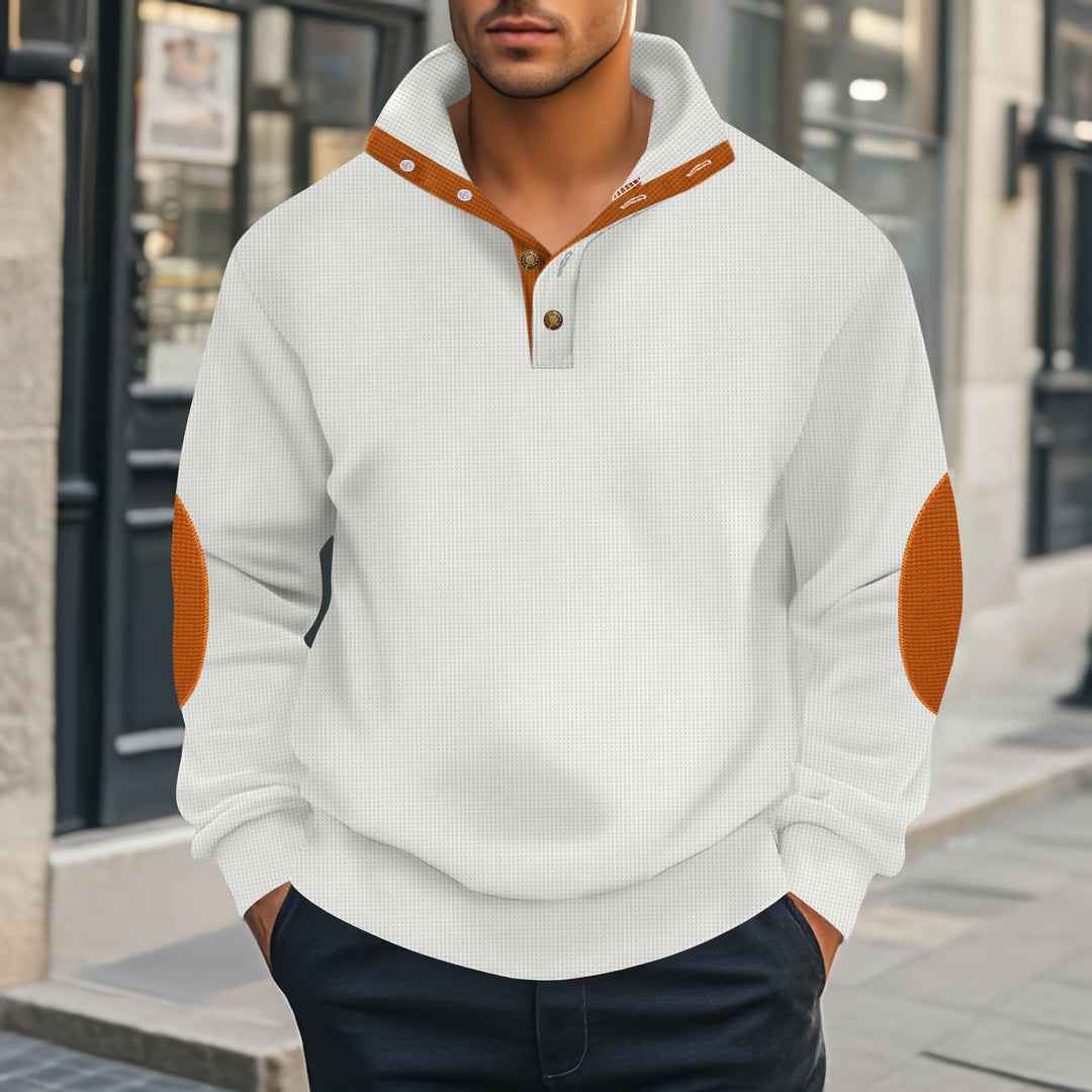 Herren Henley-Pullover mit strukturiertem Design und Kontrastakzenten Echoarchiv