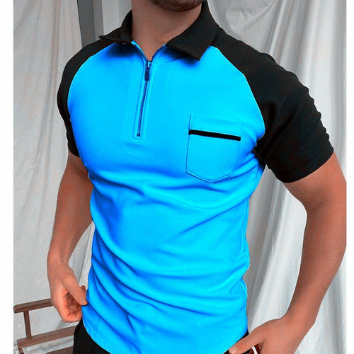 Herren Kurzarm Poloshirt mit funktionalem Reißverschluss und Brusttasche Echoarchiv