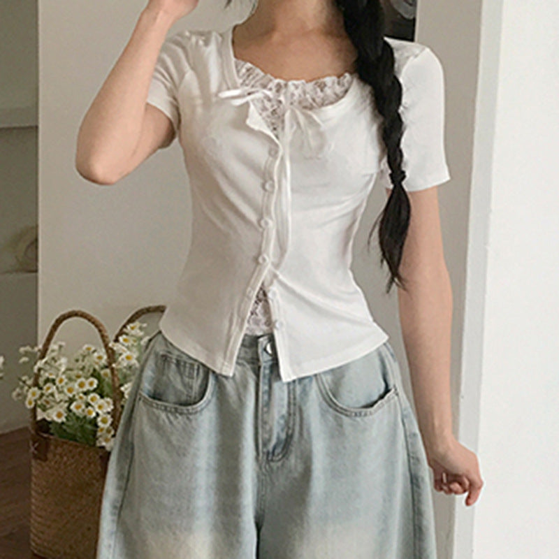 Damen Spitzen-Oberteil mit schulterfreiem Design und eleganter Schnürung Echo Archiv