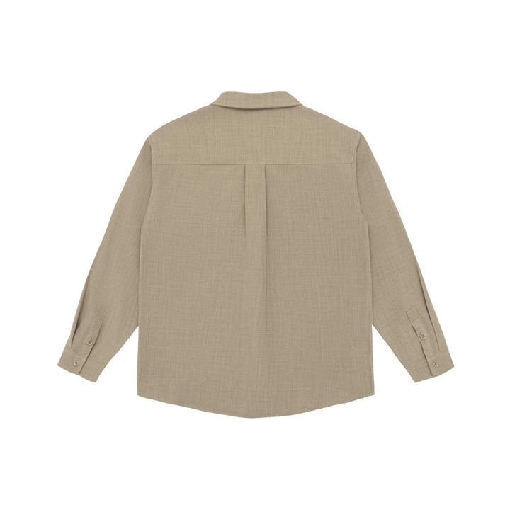 Unisex Leichte Hemdjacke im Overshirt-Stil aus Leinen-Baumwollmix mit Brusttasche und gerundetem Saum Echoarchiv