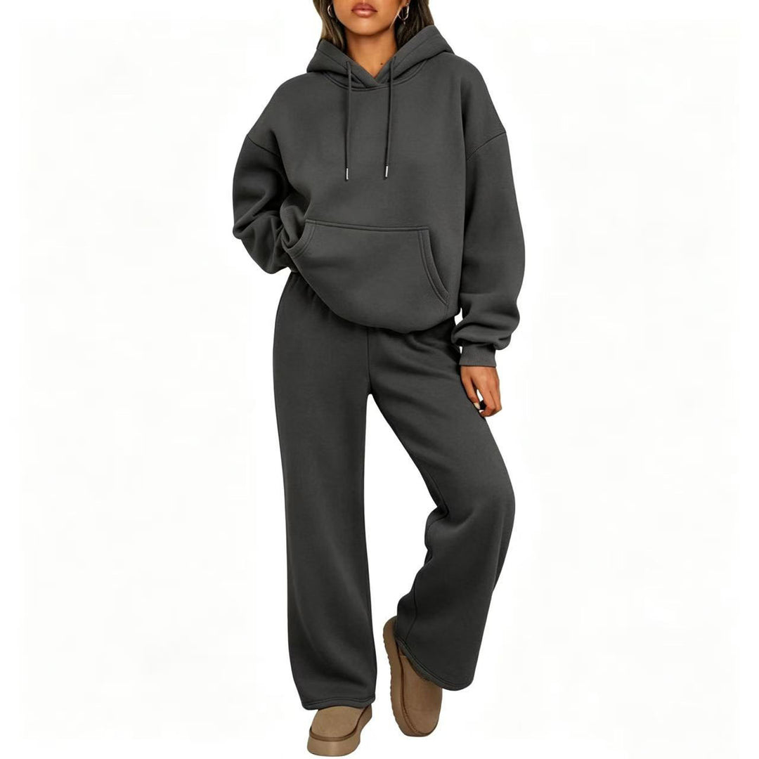 Damen Oversized Hoodie-Set mit Kängurutasche und weiter Palazzohose – Auréline