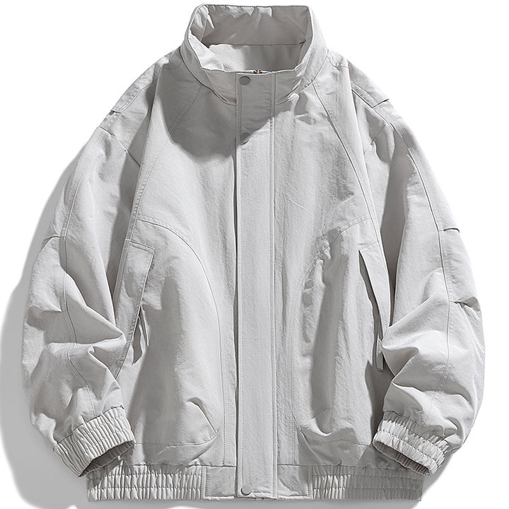 Herren moderne Utility-Blouson mit Stehkragen, verdecktem Druckknopfverschluss und elastischem Saum – Taviero