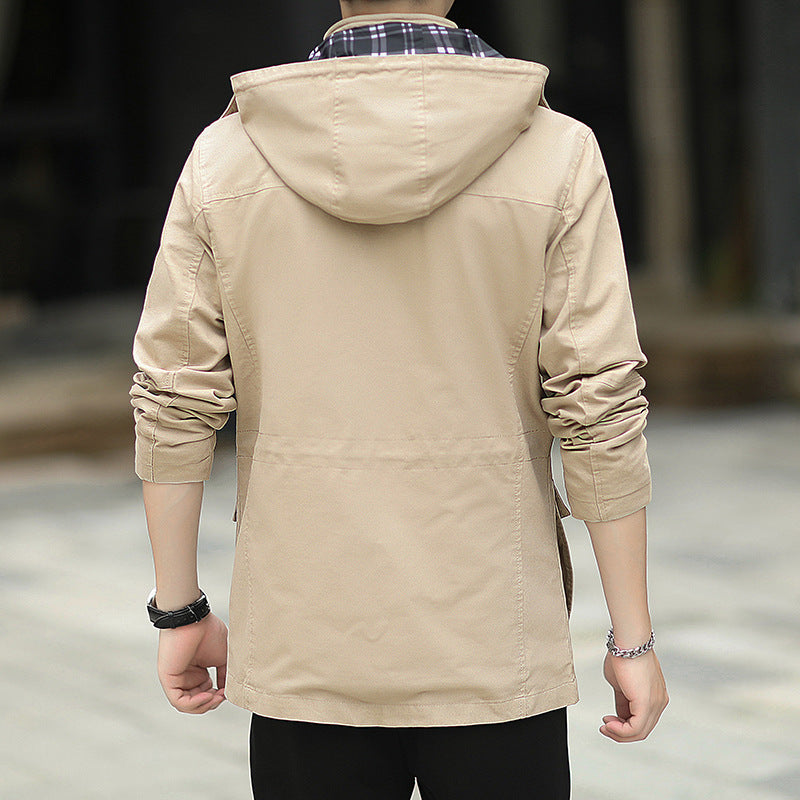 Herren leichter Canvas-Parka im Field-Style mit Kapuze und Multifunktions-Taschen Echoarchiv