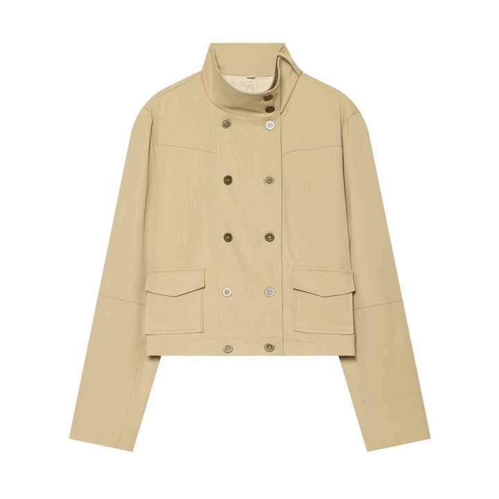 Damen Kurzblouson im Trench‑Stil mit doppelreihiger Knopfleiste und hohem Stehkragen Echo Archiv