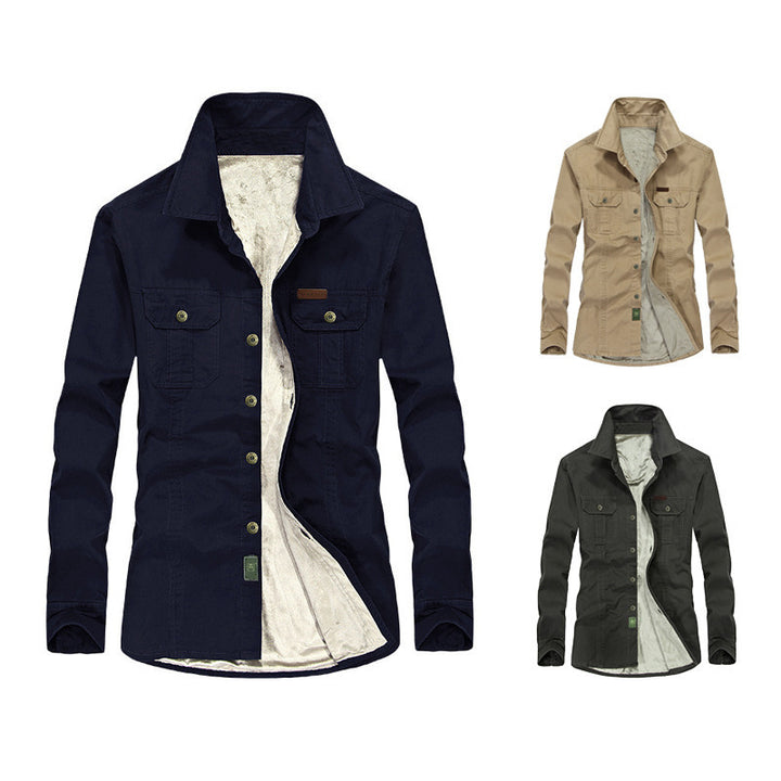 Herren Overshirt-Hemdjacke mit Sherpa-Innenfutter und Brustpattentaschen Echo Archiv