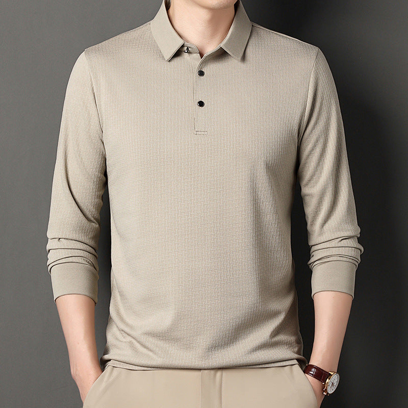 Herren langärmliges Poloshirt mit strukturiertem Design und modernem Schnitt Echoarchiv
