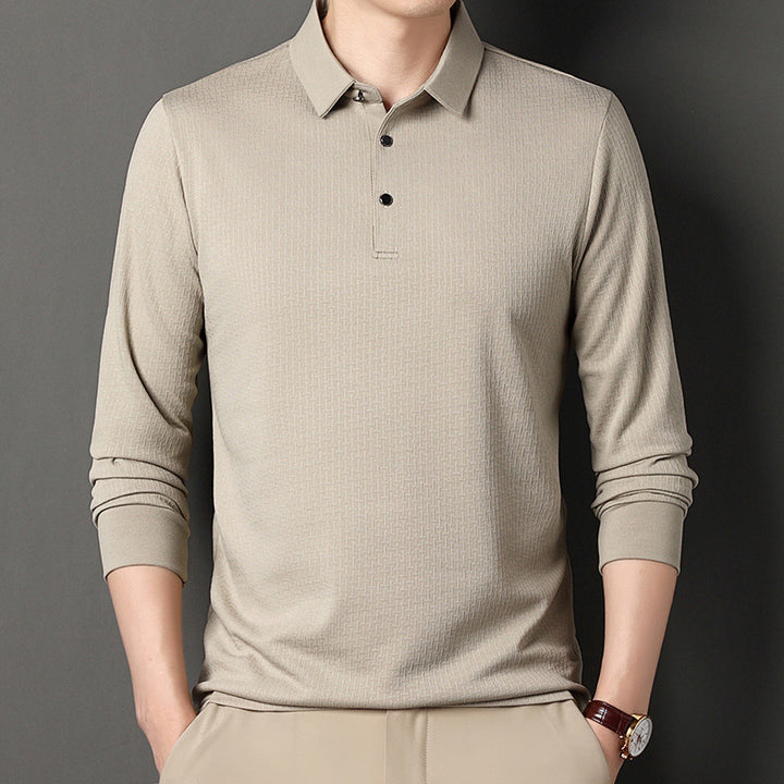 Herren langärmliges Poloshirt mit strukturiertem Design und modernem Schnitt Echoarchiv