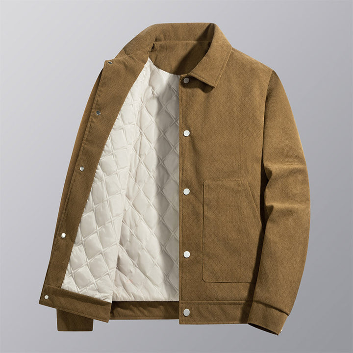 Men's quilted-lined corduroy overshirt jacket with snap front and patch pockets – Taviero