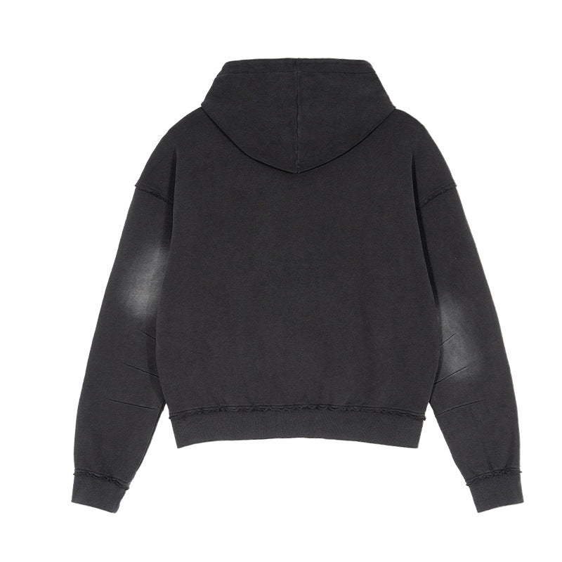 Unisex Oversized Kapuzenpullover mit ausgefranstem Saum, Kängurutasche und verwaschenem Bleicheffekt Echo Archiv