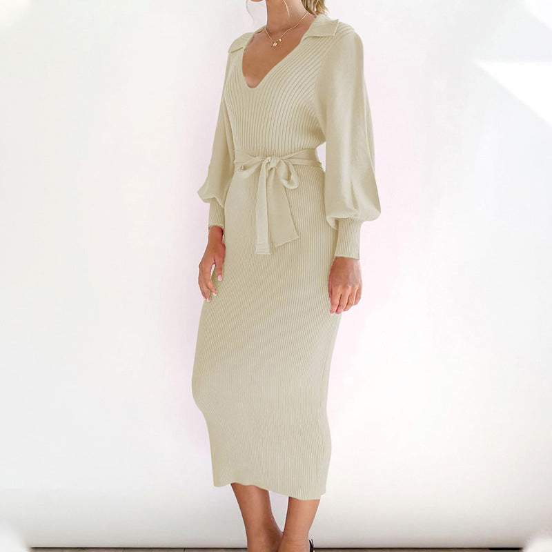 Damen Elegantes Strickkleid mit Taillengürtel Echo Archiv