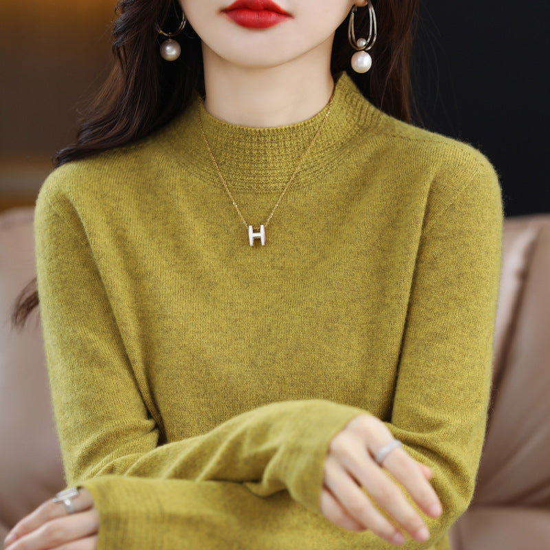 Damen Leichter Feinstrick-Mockneckpullover mit strukturierter Kragenblende Echoarchiv