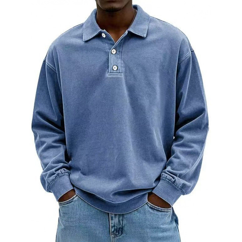 Herren Oversize Langarm Polo aus Baumwollmix – Cavello