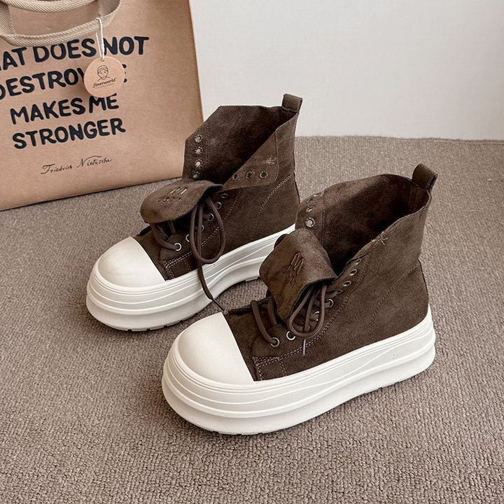 Damen Hochtop Sneakers mit plattformartiger Sohle und innovativer Schnürung Echo Archiv