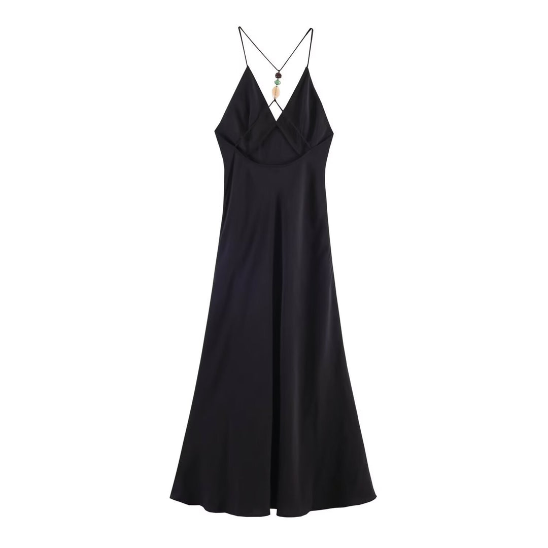 Damen Maxikleid mit zartem Spaghettiträgerdesign und eleganter Drapierung Echo Archiv