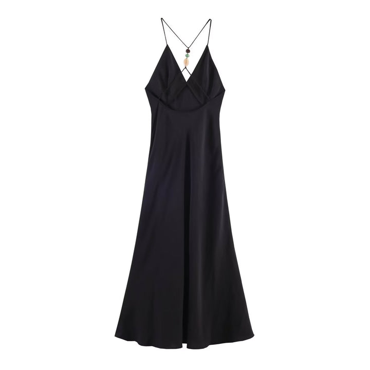Damen Maxikleid mit zartem Spaghettiträgerdesign und eleganter Drapierung Echo Archiv