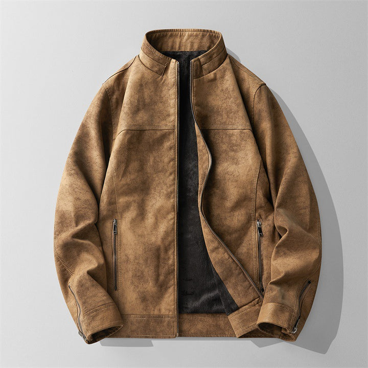 Herren Stilvolle Kunstlederjacke mit Stehkragen Echo Archiv
