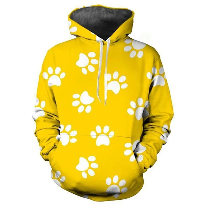Damen Lustiger Kapuzenpullover mit Pfotenmotiv Echoarchiv