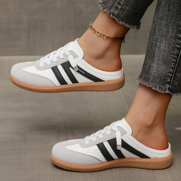 Damen Offene Sneaker‑Mules im Retro‑Tennisstil mit Gummisohle – Névara