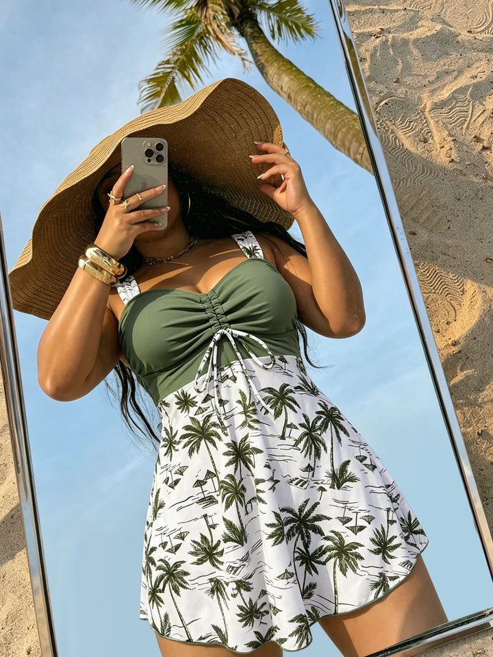Damen Figurumspielender Tankini mit modischem Rock Echo Archiv