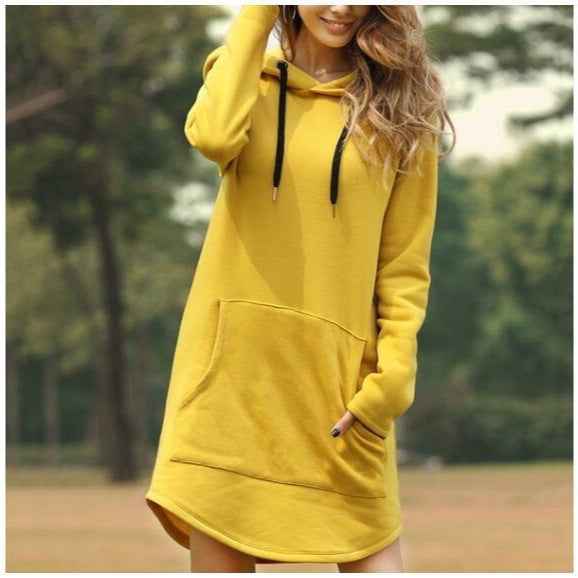 Damen nan Kapuzenkleid aus Sweatstoff, oversized Schnitt mit Kängurutasche Echo Archiv
