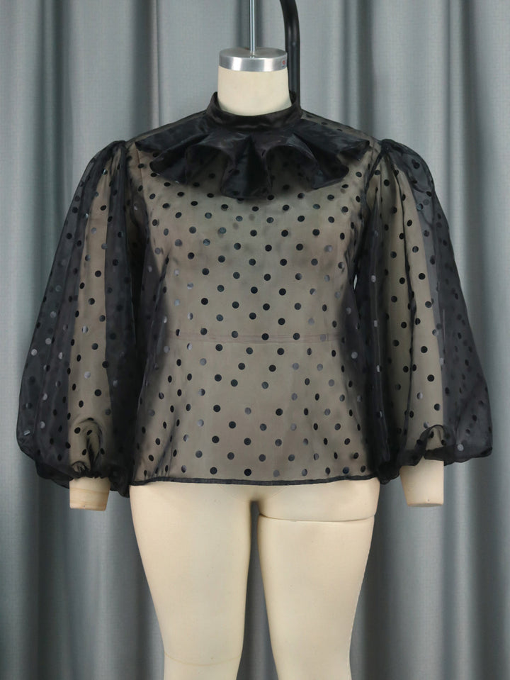 Damen Bluse mit voluminösen Puffärmeln und Polka-Dots Echo Archiv