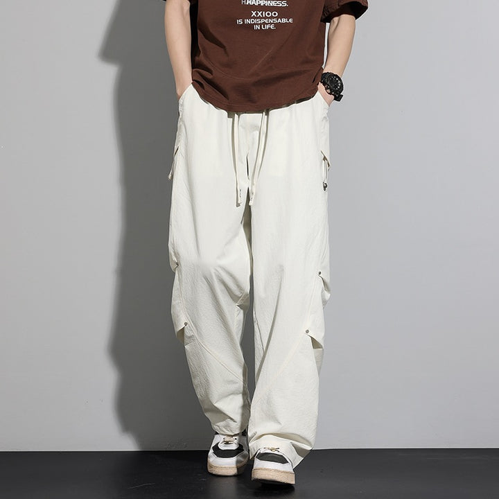 Herren Utility-Cargo-Loungehose mit Tunnelzugbund, Mehrfachtaschen & weitem Bein Echoarchiv