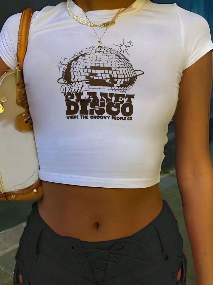 Damen Kurzarm T-Shirt mit auffälligem Motorrad-Design Echo Archiv