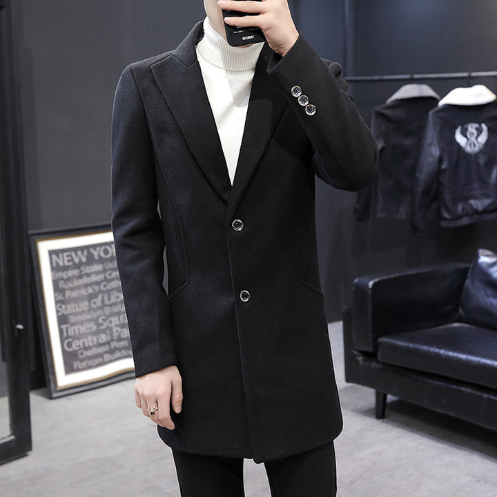 Herren eleganter Wollmantel mit modernem Schnitt und praktischen Taschen Echoarchiv