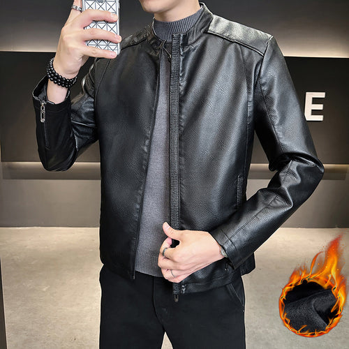 Herren Modische Kunstlederjacke mit hohem Kragen Echo Archiv