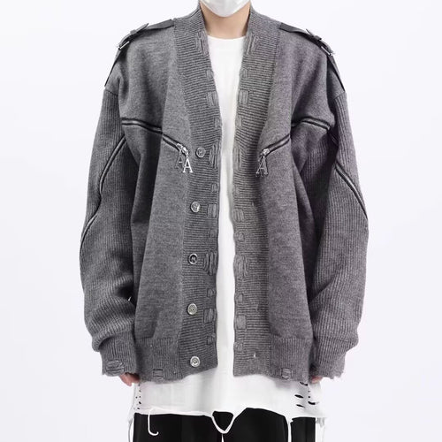 Herren Modische Strickjacke mit einzigartigem Design und Reißverschlüssen Echoarchiv