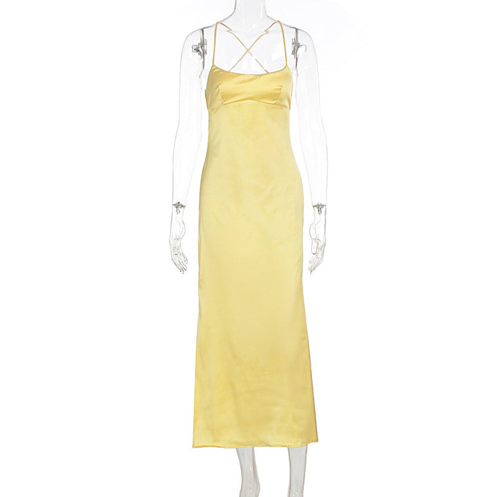 Damen elegantes Satin-Nachtkleid mit schmalen Spaghettiträgern und fließendem Schnitt Echo Archiv