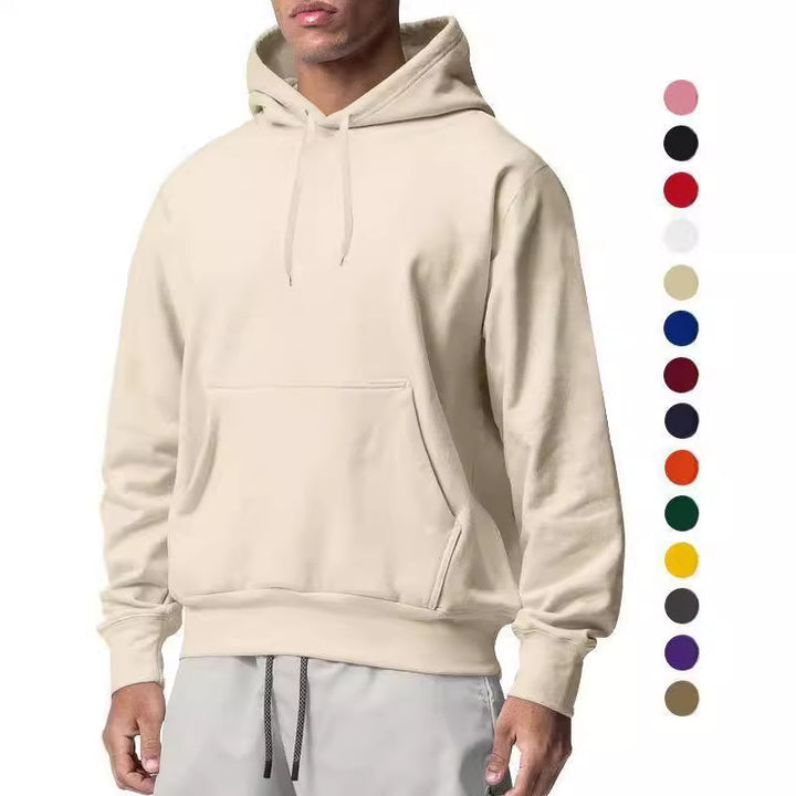 Herren Premium-Kapuzenpullover mit Kängurutasche, innen angerautem Fleece, verstärkter Nackennaht und geripptem Saum – Cavarno
