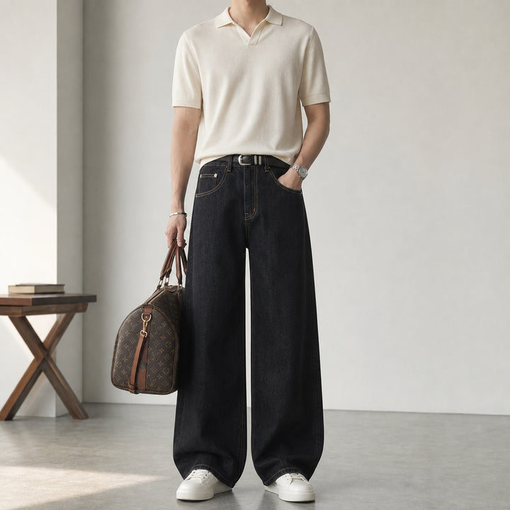 Damen High-Waist Culotte-Jeans aus Denim mit weitem Bein Echo Archiv