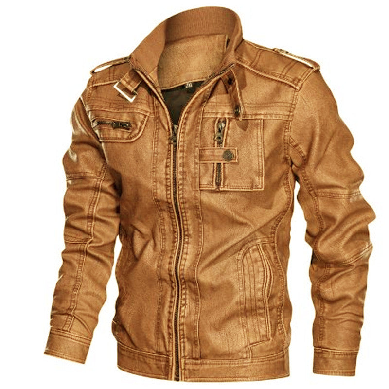 Herren Urbaner Kunstleder-Blouson mit Schulterklappen, Reißverschluss und Utility-Taschen Echoarchiv