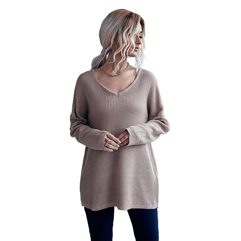 Damen Oversize Waffelstrick-Pullover mit One-Shoulder-Schnitt und lässigem Saum Echoarchiv