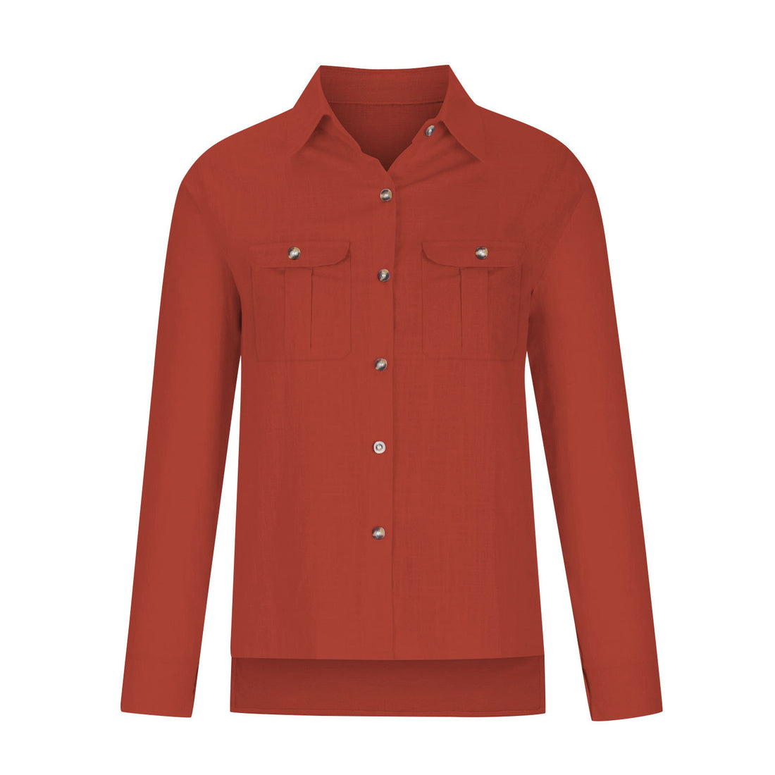 Damen Leichte Oversize-Hemdbluse aus Baumwollmischung mit Brusttaschen – Élovi