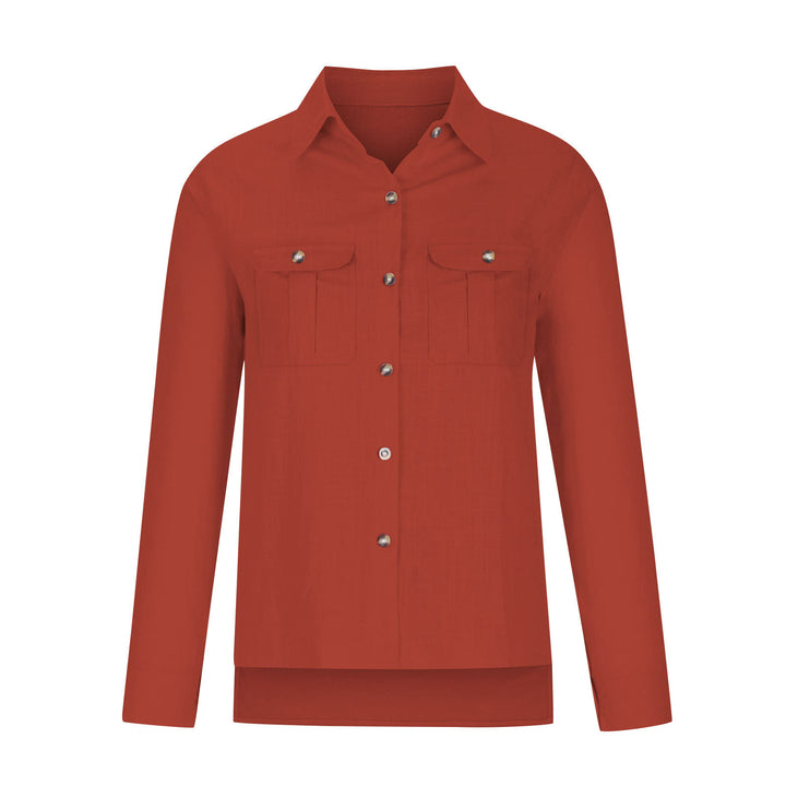 Damen Leichte Oversize-Hemdbluse aus Baumwollmischung mit Brusttaschen – Élovi