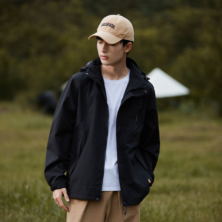 Damen zweilagige wasserdichte Outdoor‑Jacke mit Kapuze, atmungsaktiver Membran und verstellbarer Taille Echoarchiv