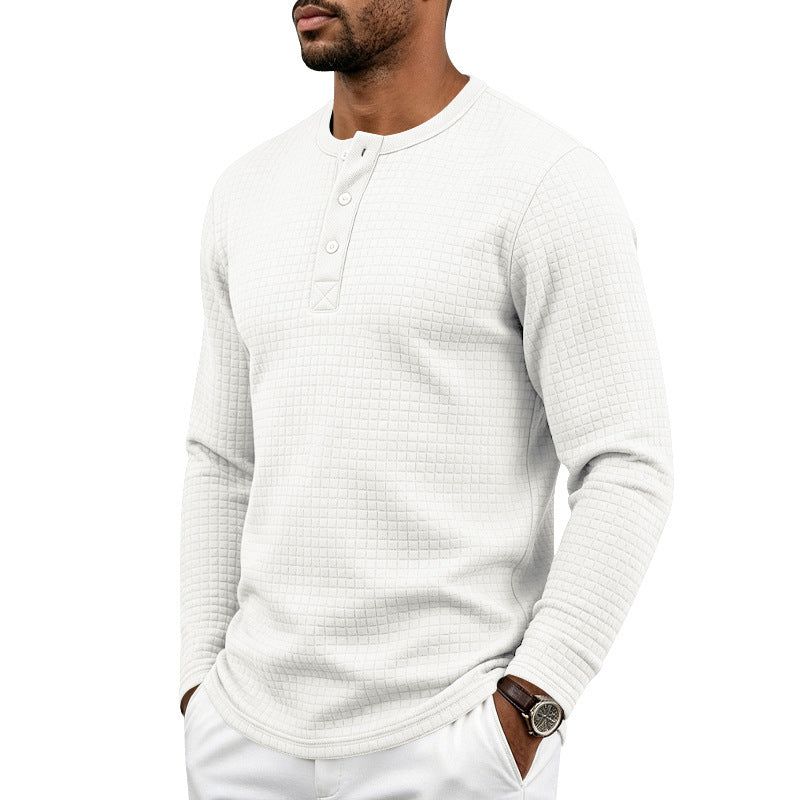 Herren Texturiertes Thermo-Henley-Langarmshirt mit Waffelstruktur und abgerundetem Saum Echoarchiv