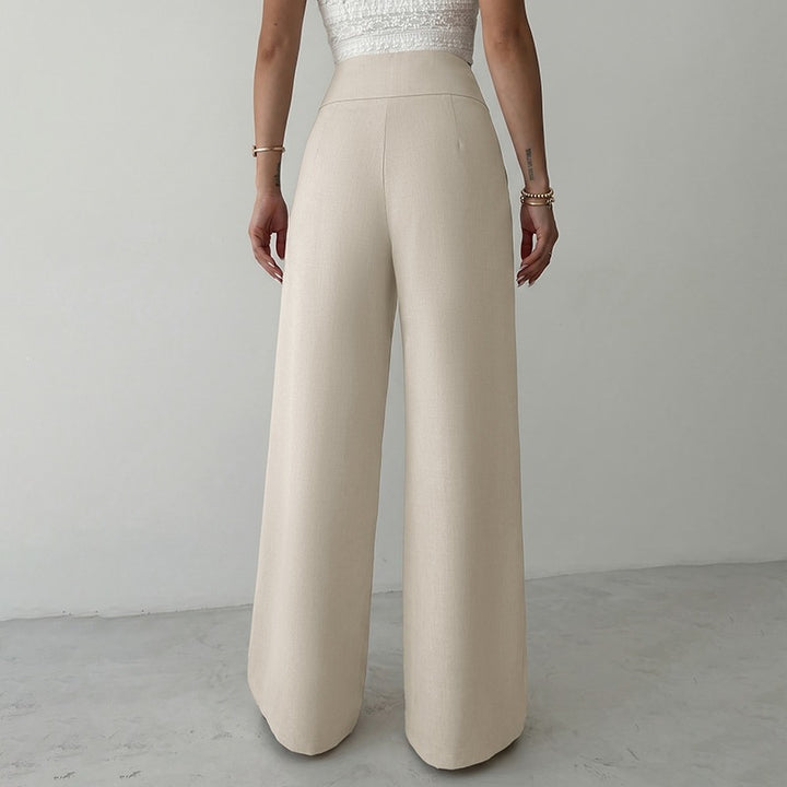 Damen Weitgeschnittene Hose mit Hohem Bund und Dekorativem Gürtel Echo Archiv