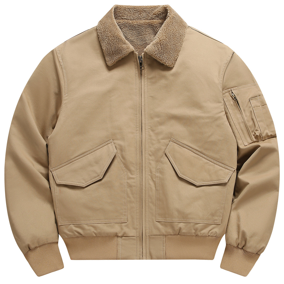Herren lässige Freizeitjacke mit weichem Teddyfutter und funktionalen Taschen Echoarchiv