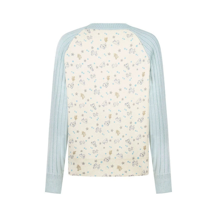 Damen Feinstrick-Pullover mit Applikations-Statement, gerippten Raglanärmeln und Mini-Print Echoarchiv
