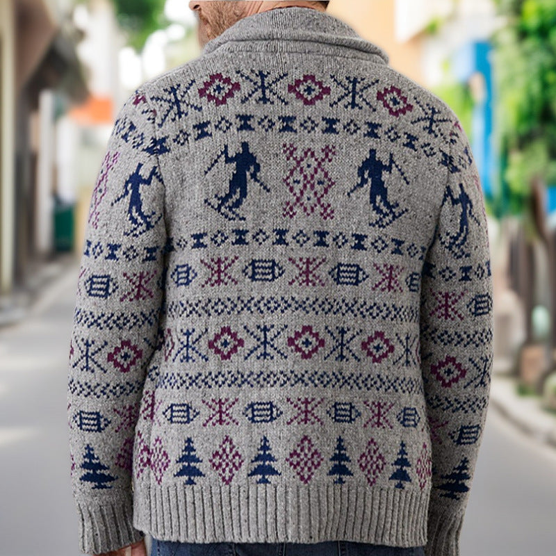 Herren Strickjacke mit exklusivem Norweger-Muster und praktischen Taschen Echoarchiv