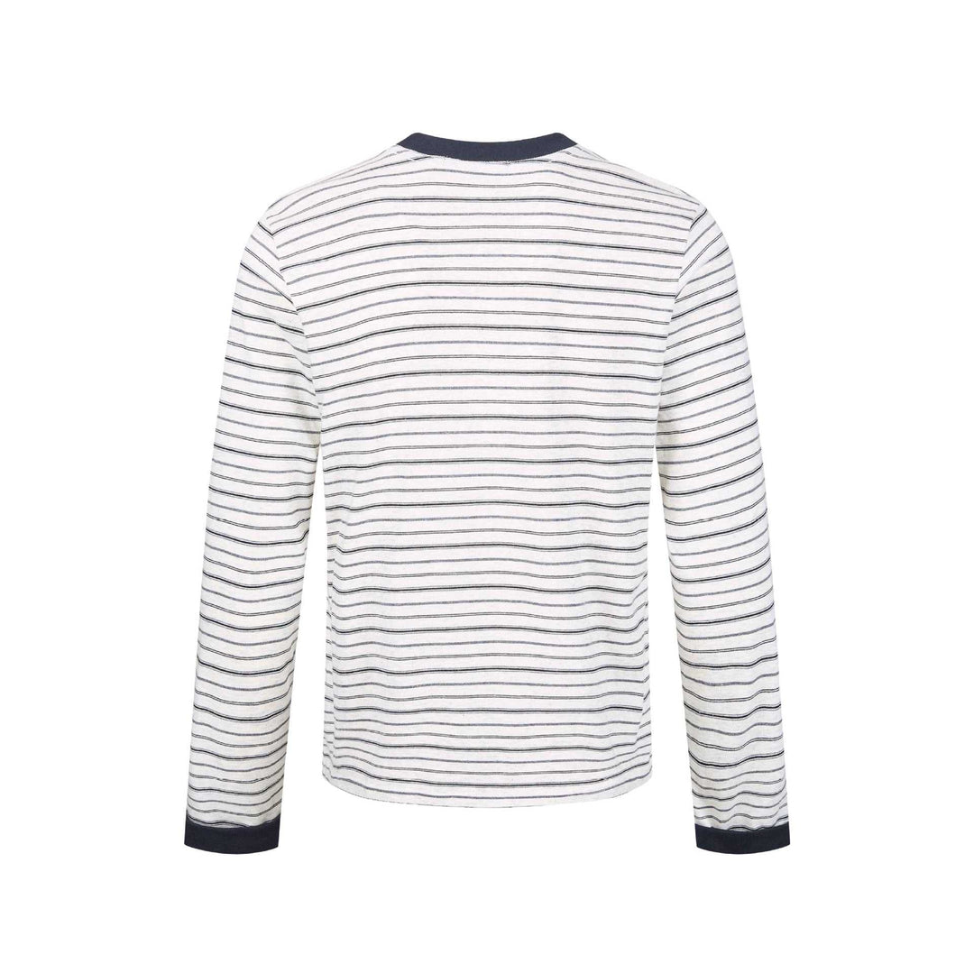 Herren Gestreiftes Langarmshirt aus Baumwollmix mit geripptem Rundhals Echoarchiv