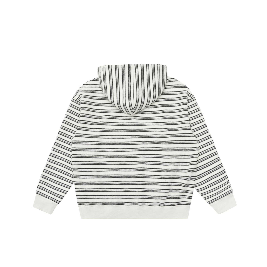 Unisex Gestreiftes Kapuzensweatshirt mit halbem Reißverschluss und Kängurutasche Echoarchiv