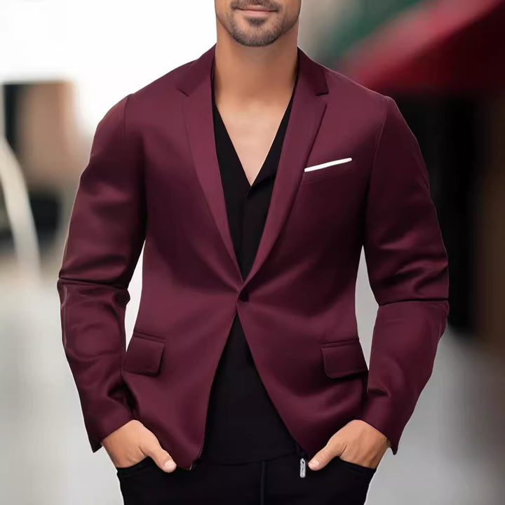 Herren eleganter und stilvoller Blazer mit farblich abgesetztem Revers Echoarchiv